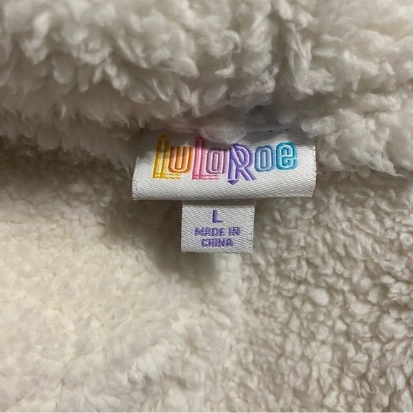 Lularoe Marlow Sherpa Suede Like Open Vest Pockets Terracotta White - Picture 4 of 5